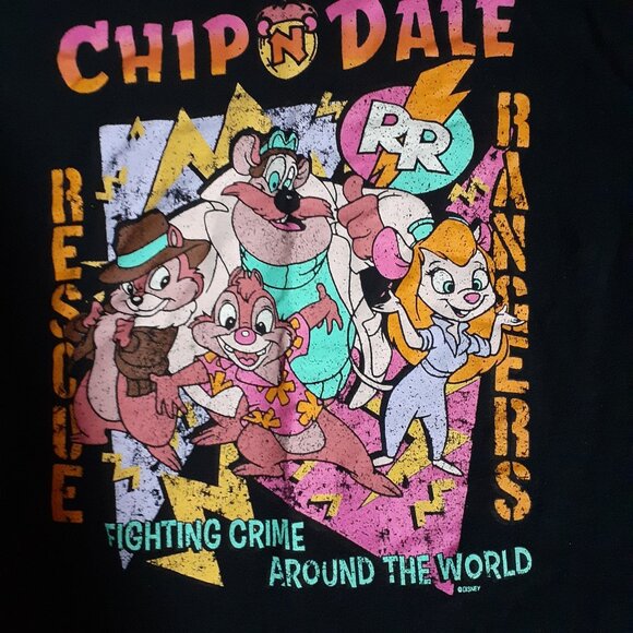 Disney Chip "N" Dale Rescue Rangers T-Shirt Women S Black Gadget Monterey Jack - Picture 2 of 7